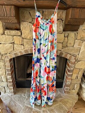 Colorful Abstract Print Maxi Sundress